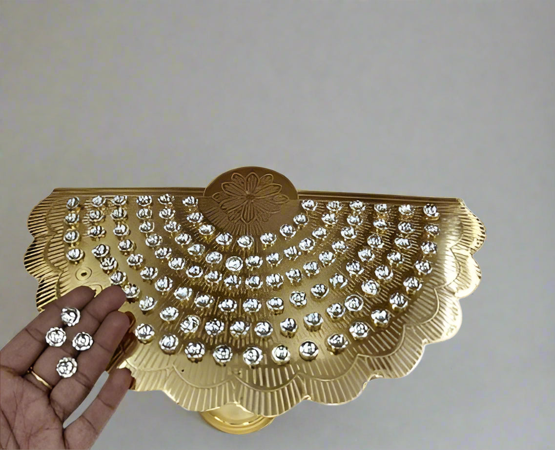 German Silver Golden Stand with 108 Silver Flowers